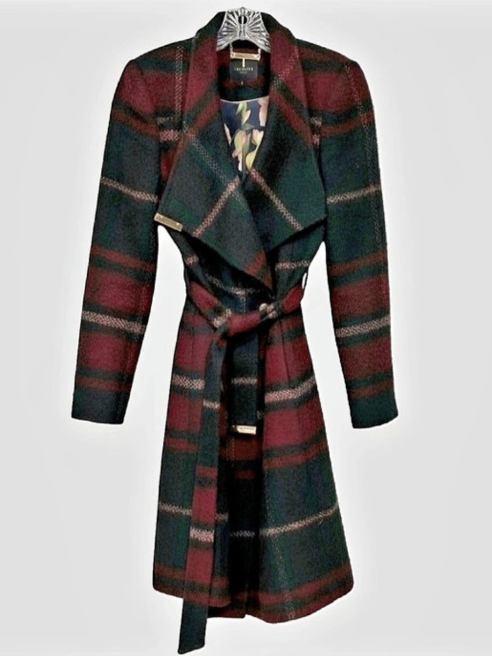 Ted Baker Skaalet Plaid Wool Coat Size 1